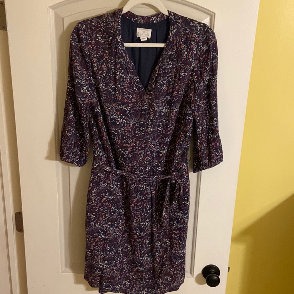 Caslon Floral Dress Size M 3/4 Sleeve Belted Boho Midi Nordstrom - Picture 3 of 14
